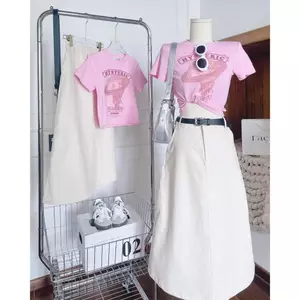 SET ÁO THUN HYSTERIC PHỐI CHÂN VÁY DÀI XẺ KÈM THẮT LƯNG, SET ĐỒ NỮ BASIC NĂNG ĐỘNG | MEOINDAHOUSE