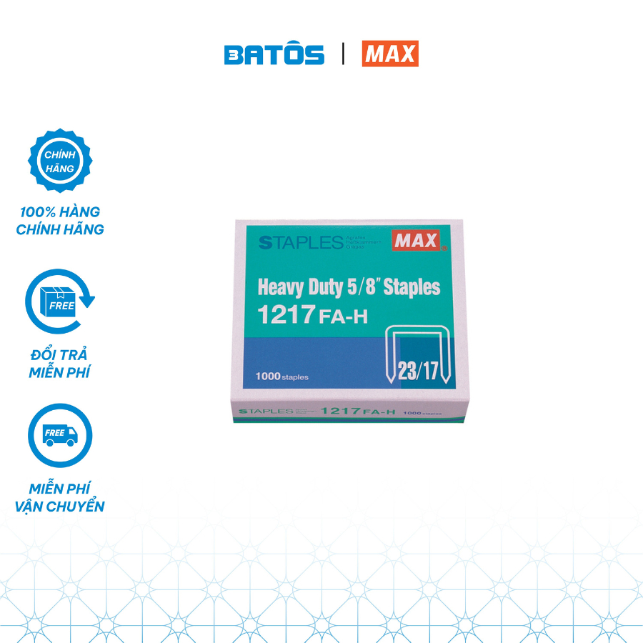 Đinh ghim lớn siêu cứng MAX 23/10 1210FA-H, 23/13 1213FA-H, 23/15 1215FA-H, 23/17 1217FA-H- 10 hộp.