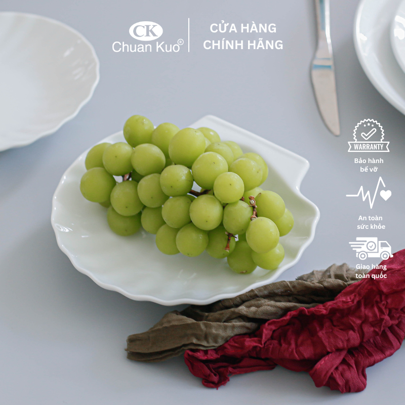 Đĩa sứ hình vỏ sò cao cấp sứ CK size 15 17 19cm - Dĩa sứ trang trí đẹp mắt nhà hàng sang trọng - Vỡ 1 đổi 1
