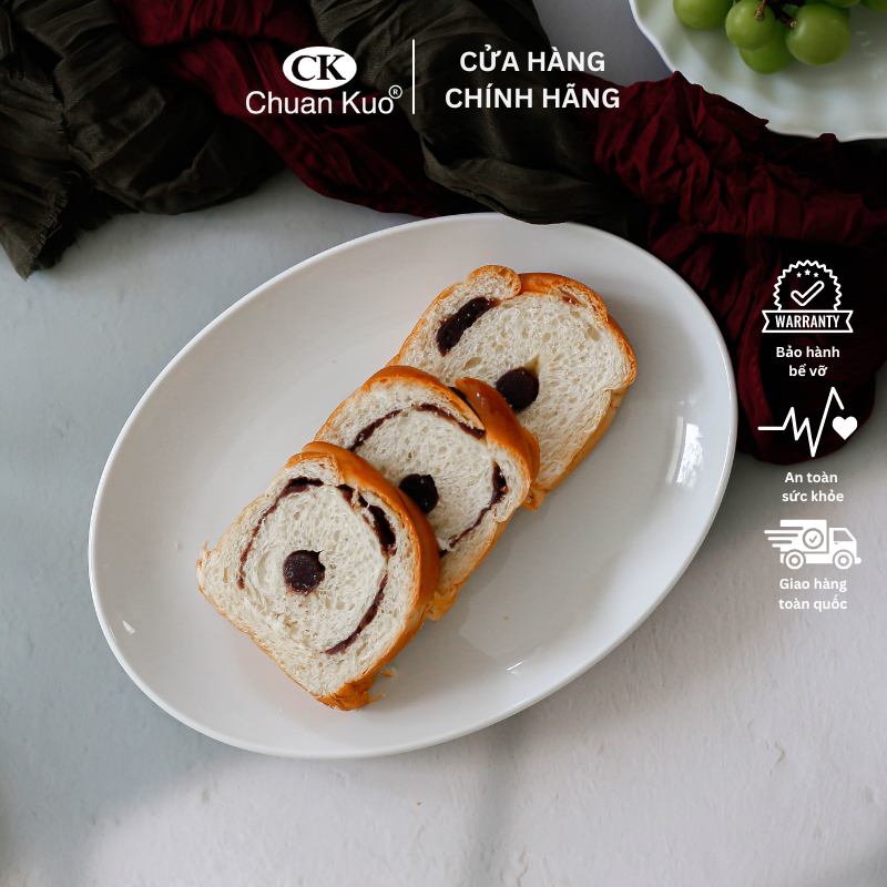 Đĩa sứ trắng thương hiệu CK hình bầu dục TAB103 - Dĩa xoài sâu lòng sứ cao cấp chịu nhiệt tốt - Vỡ 1 đổi 1 - TAB103