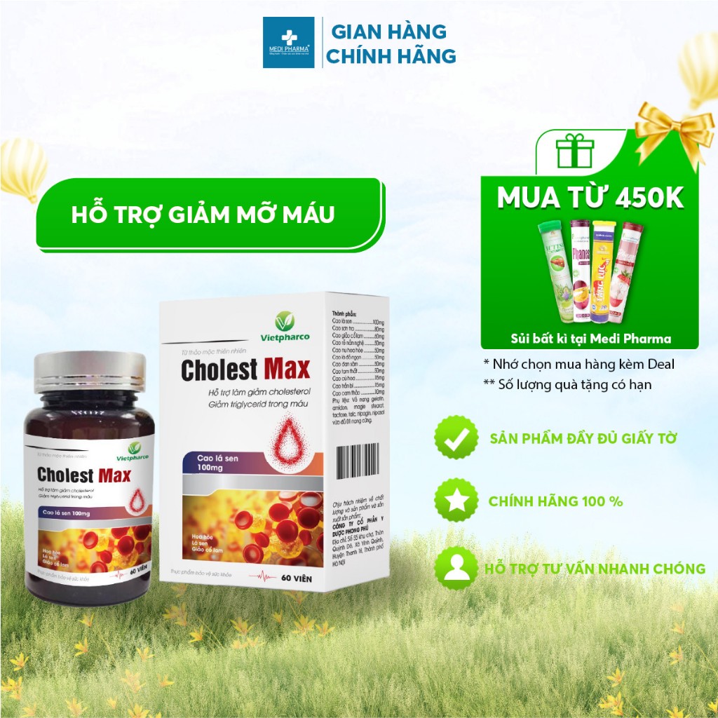 Viên Uống Mỡ Máu Cholest Max - Hộp 60 viên | Shopee Việt Nam