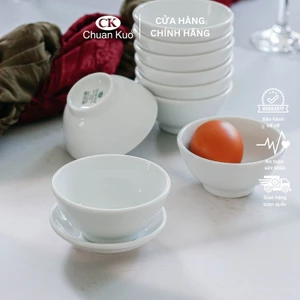 Bát đĩa chấm sứ trắng trơn thương hiệu CK - Chén dĩa đựng nước tương, nước mắm cho nhà hàng, khách sạn