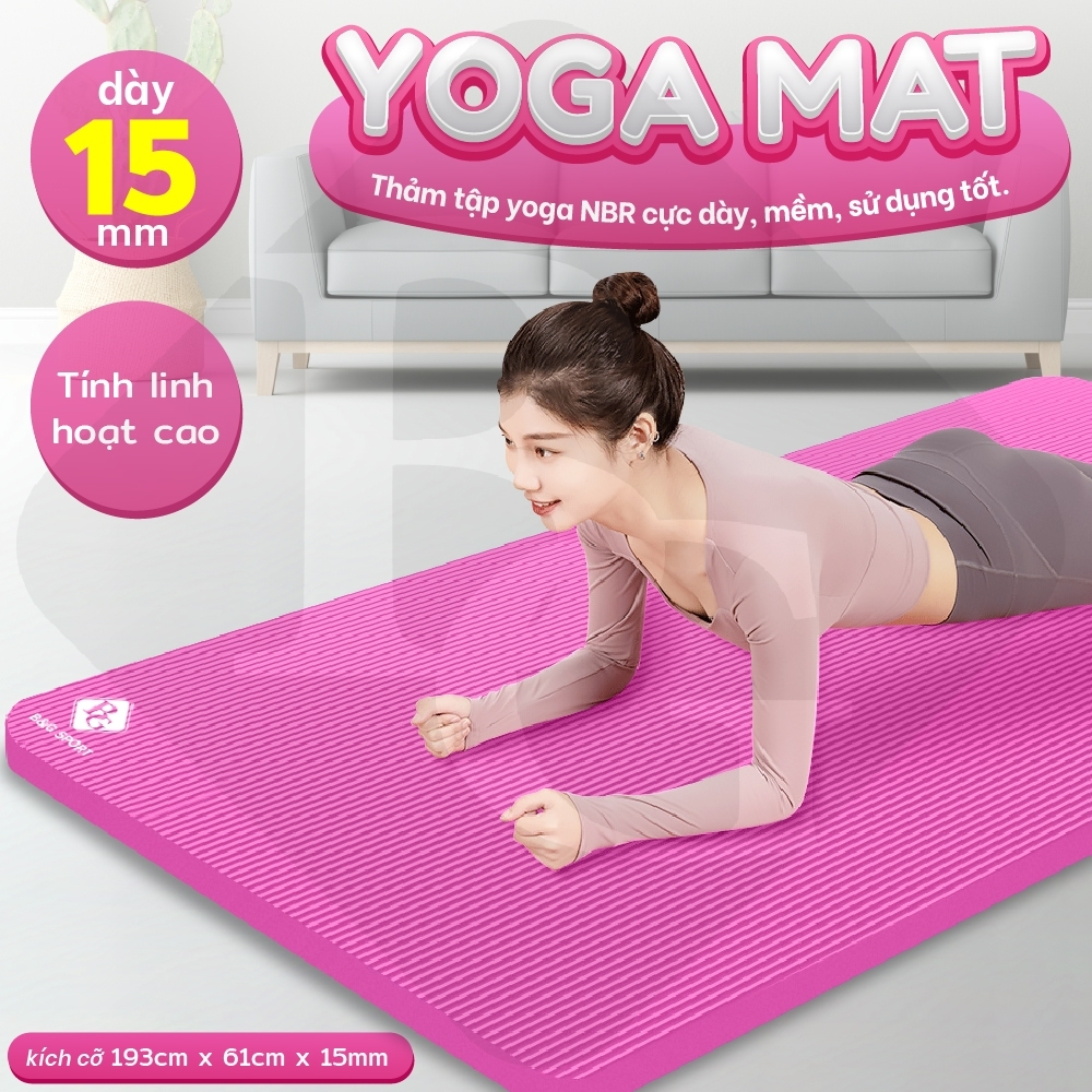 Ảnh BG - Thảm Tập Yoga Chống Trượt  cao su nguyên khối NBR 15MM Cao Cấp chống trơn trượt loại xịn 4