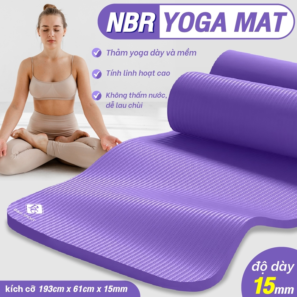 Ảnh BG - Thảm Tập Yoga Chống Trượt  cao su nguyên khối NBR 15MM Cao Cấp chống trơn trượt loại xịn 3