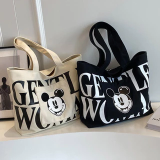 Túi vải dung tích lớn dành cho nữ Túi xách Mickey hoạt hình Túi Tote một vai EON