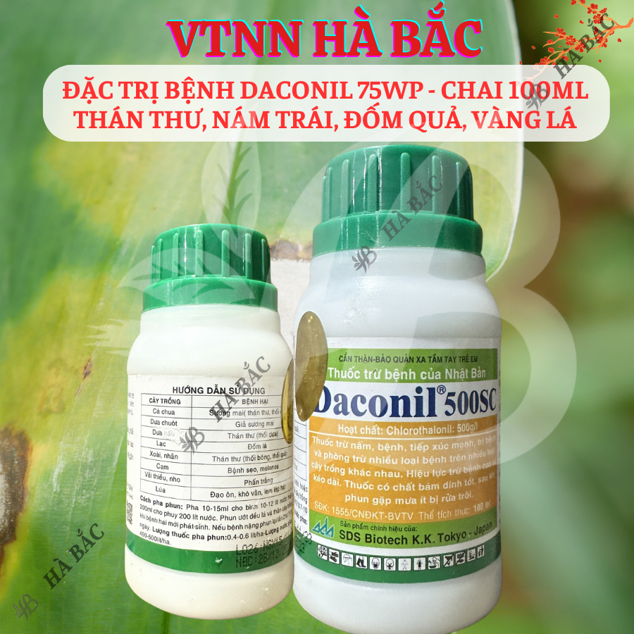Chế Phẩm Xử Lí Benh Daconil 75WP Thán Thư, Nám Trái, Đốm Quả, Vàng Lá - chai 100ml