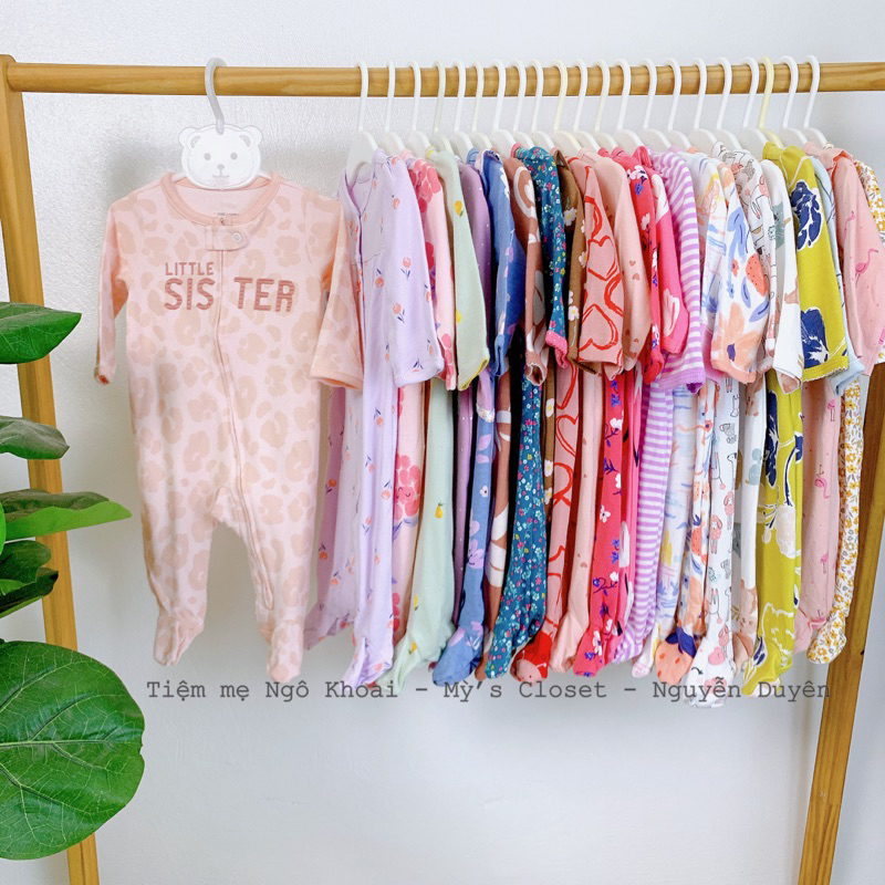 [MD03] 6-9M(7,5-9kg)  Áo liền quần/ Body sleep suit liền tất cho bé gái các hãng xuất xịn