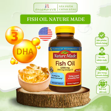 Viên Uống Dầu cá omega-3 Nature Made Fish Oil 1200mg, Fish Oil Nature Made 100v 150v 250v ShopMarsVN