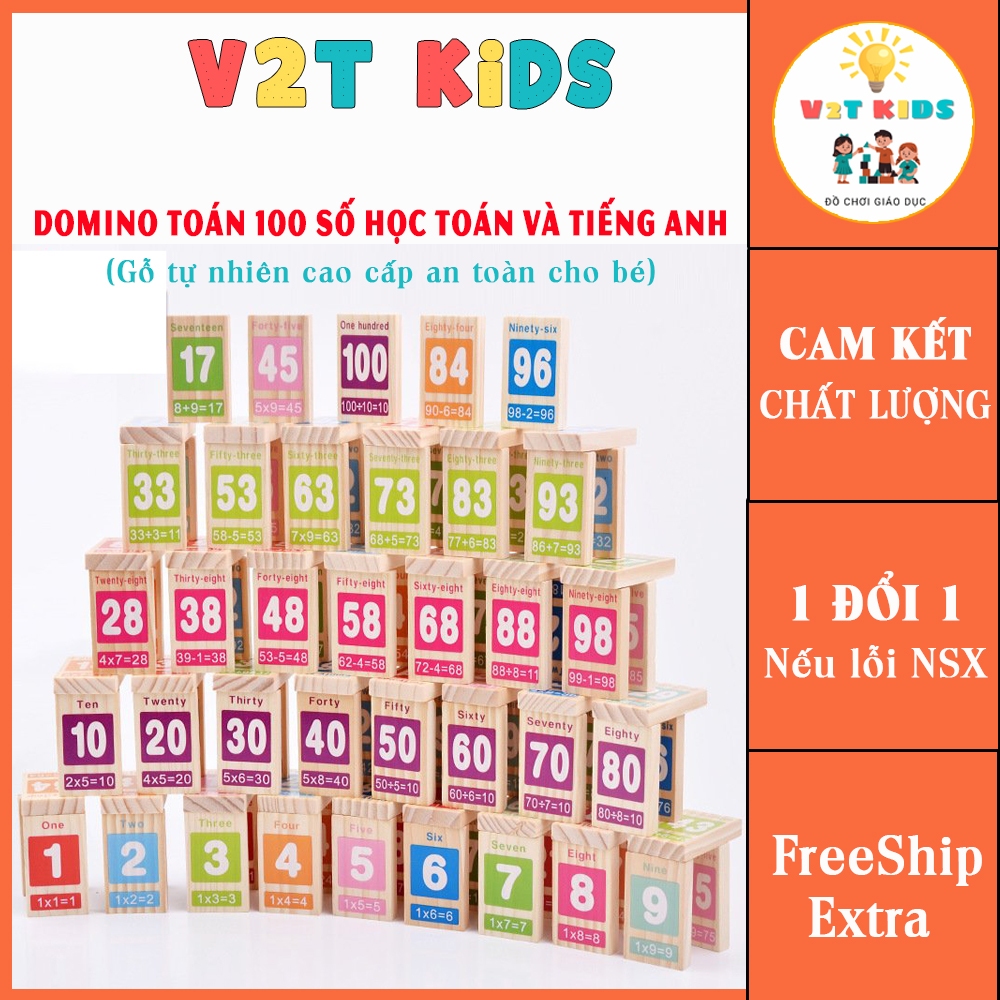Bộ domino số học bằng gỗ