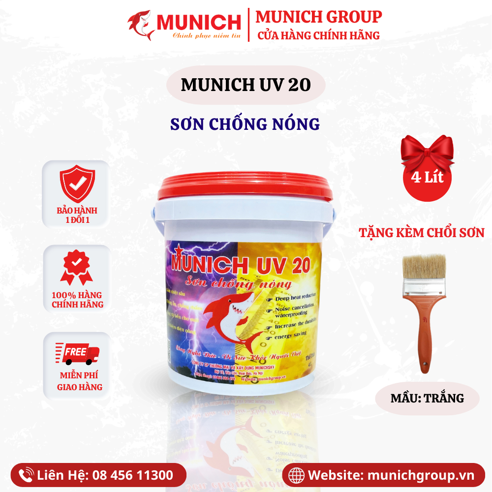 Sơn chống nóng Mái Tôn, Tường, Sàn Mái _ Munich UV 20 | Shopee Việt Nam