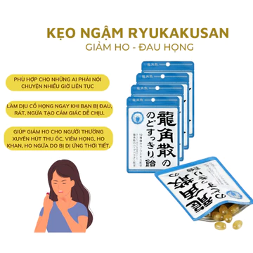 Kẹo ngậm ho Nhật Bản, kẹo ngậm đau họng thảo dược Ryukakusan 88g