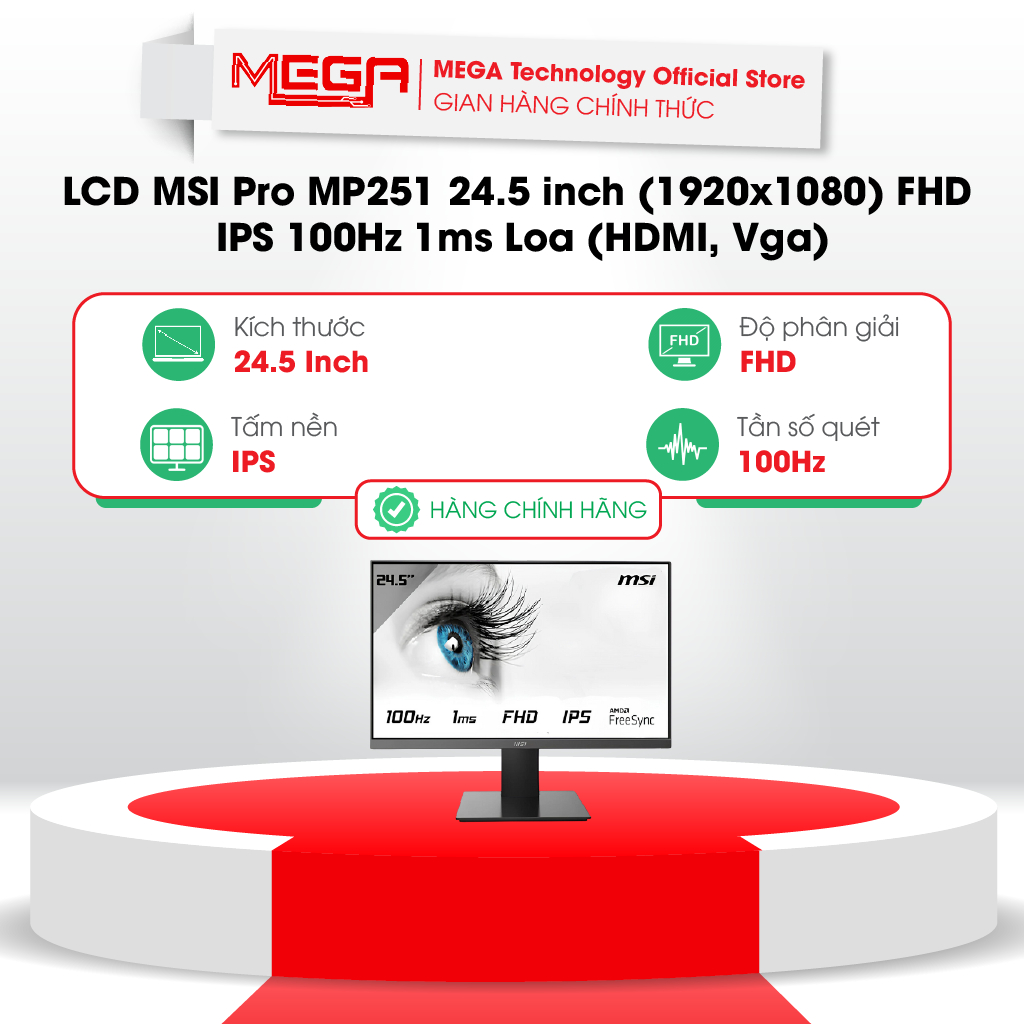 LCD MSI Pro MP251 24.5 inch (1920x1080) FHD IPS 100Hz 1ms Loa (HDMI ...