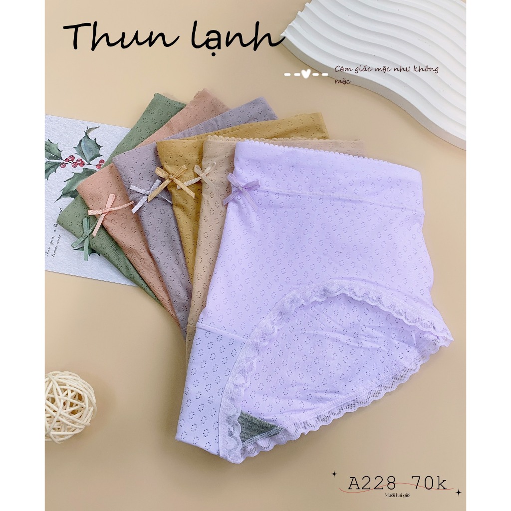 Quần sịp nữ cao cấp thun lạnh viền ren, cạp vừa, lót 2 lớp kháng khuẩn A228 | THỜI TRANG 12H