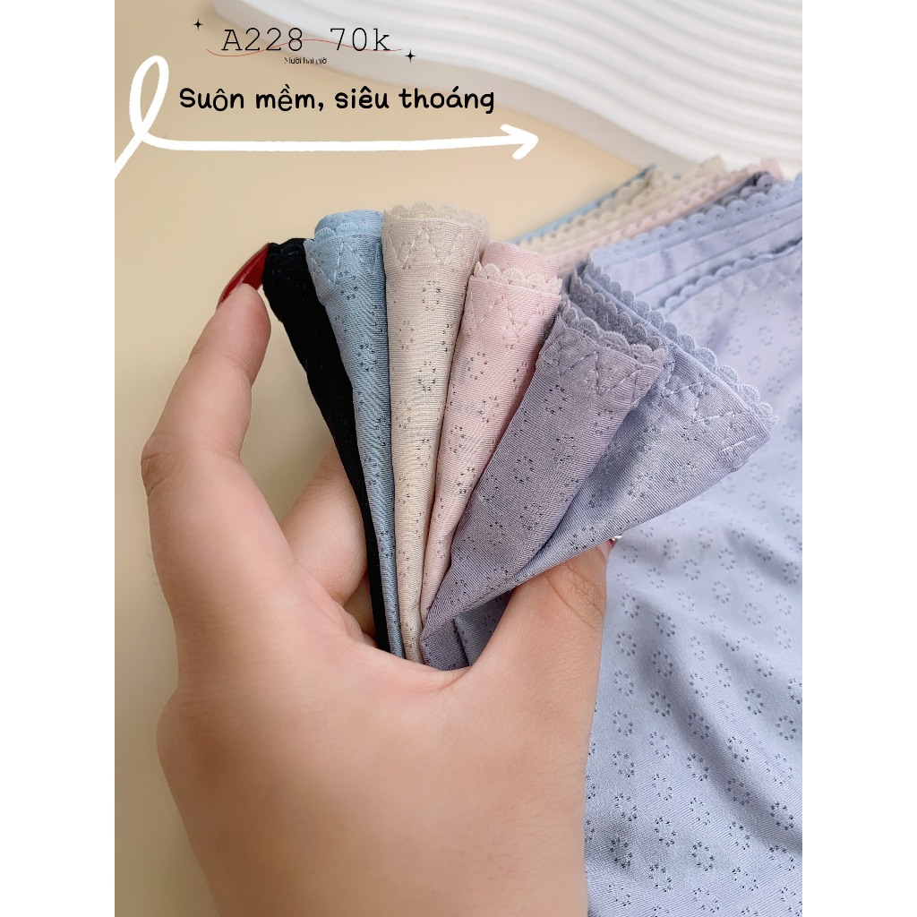 Quần sịp nữ cao cấp thun lạnh viền ren, cạp vừa, lót 2 lớp kháng khuẩn A228 | THỜI TRANG 12H