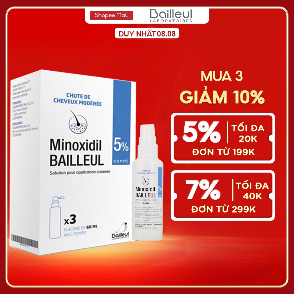 Xịt Mọc Tóc Minoxidil Bailleul Laboratoires 5% Nhập Khẩu Pháp, Kích ...