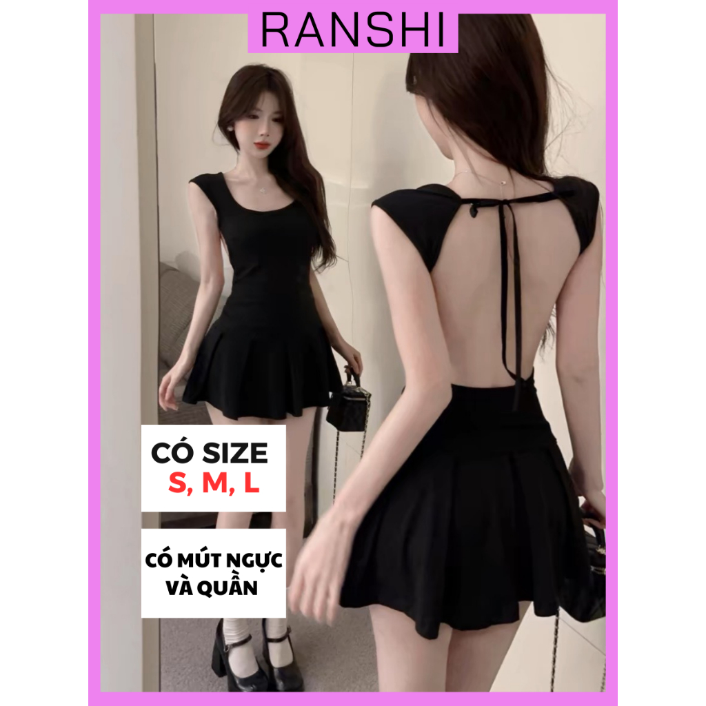 Đầm Body Hè RANSHI Sexy Cho Nữ Mặc Đi Chơi Đi Biển Váy Cổ Vuông Hở Lưng Thắt Dây Chất Thun Cotton Mềm Mát - RBD139