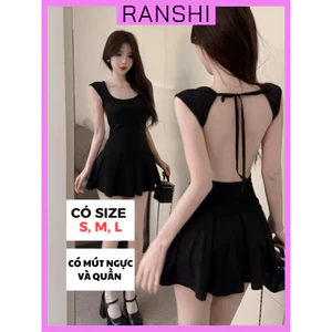 Đầm Body Hè RANSHI Sexy Cho Nữ Mặc Đi Chơi Đi Biển Váy Cổ Vuông Hở Lưng Thắt Dây Chất Thun Cotton Mềm Mát - RBD139