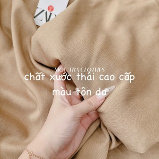 Set áo váy nâu Quảng Châu thiết kế tay hến siêu xinh, Set đồ nữ công sở vintage trẻ trung