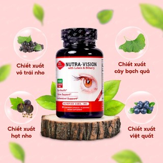 Viên uống Olympian Labs Nutra - Vision With Lutein & Bilberry hỗ trợ tăng cường thị lực (30 viên)