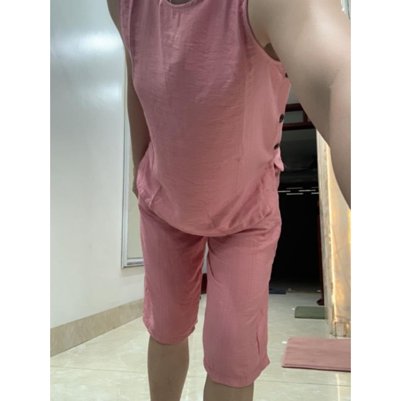 Bộ đũi nữ, đồ bộ nữ, áo sát nách quần lửng, chất đũi tơ xước mềm mát, nhiều size.