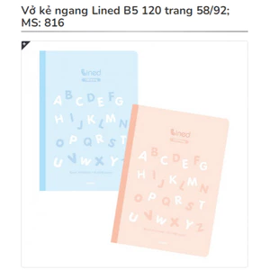 KLONG - Tập Vở kẻ ngang Lined B5 120 trang 58/92; MS: 816 ♥ Vở gáy kim giấy mỏng, tiết kiệm ♥ Phục vụ HỌC TẬP PHỔ THÔNG