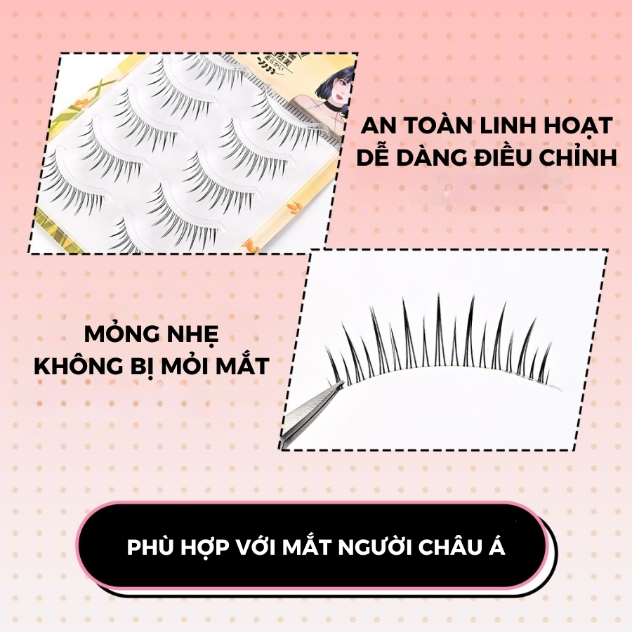 Lông Mi Giả Gân Trong Tự Nhiên Bộ 5 Cặp Có Thể Tái Sử Dụng Nhiều Lần [Tặng Kẹp Và Keo Cho 1 Đơn Hàng]