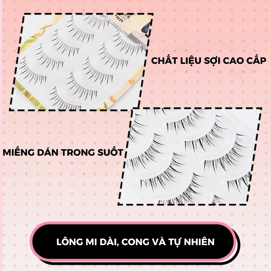 Lông Mi Giả Gân Trong Tự Nhiên Bộ 5 Cặp Có Thể Tái Sử Dụng Nhiều Lần [Tặng Kẹp Và Keo Cho 1 Đơn Hàng]