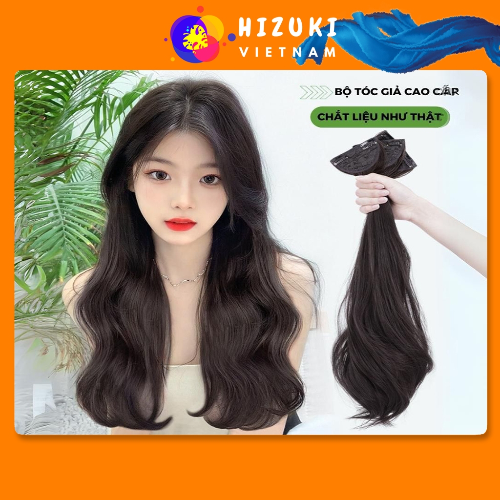 Set 3 Tóc Giả Kẹp Xoăn Dài Đẹp Cho Nữ, Tóc Giả Nữa Đầu Làm Dày Tóc Tự Nhiên Đơn Giãn Dễ Sử Dụng