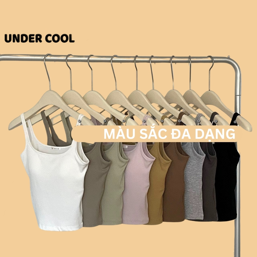 Áo Hai Dây Cotton UNDERCOOL Có Mút Ngực Tôn Dáng - Bra Ba lỗ nữ kèm mút mặc nhà AB22