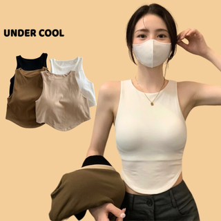 Áo Ống Ngắn Sát Nách Trơn UNDERCOOL dáng crotop Có Đệm Ngực Vạt bầu- Vạt tròn màu đen trắng be rêu nâu ABL23
