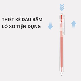 Bút bi nước mực gel bấm nhiều màu 0.5mm Deli xinh xắn nhanh khô viết đều trơn tru nhiều mực