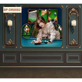 Tranh trang trí quán bi-a, quán billiards, club bida tranh 3D dán tường in trên chất liệu vải lụa(shop tặng kèm keo dán)