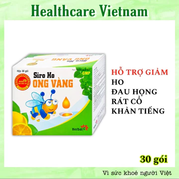 Siro Ho Ong Vàng Hoàn Toàn Từ Thảo Dược Giúp Giảm Ho, Giảm Đau Rát Họng, Khản Tiếng Hộp 30 Gói