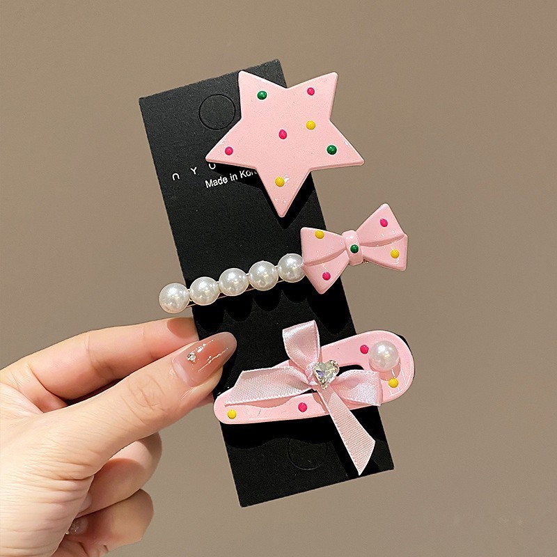 Set 3 Kẹp Tóc Mái, Kẹp Mỏ Vịt Hoạ Tiết Chấm Bi Xinh Xắn Phong Cách Hàn Quốc Phụ Kiên Tóc Empoli