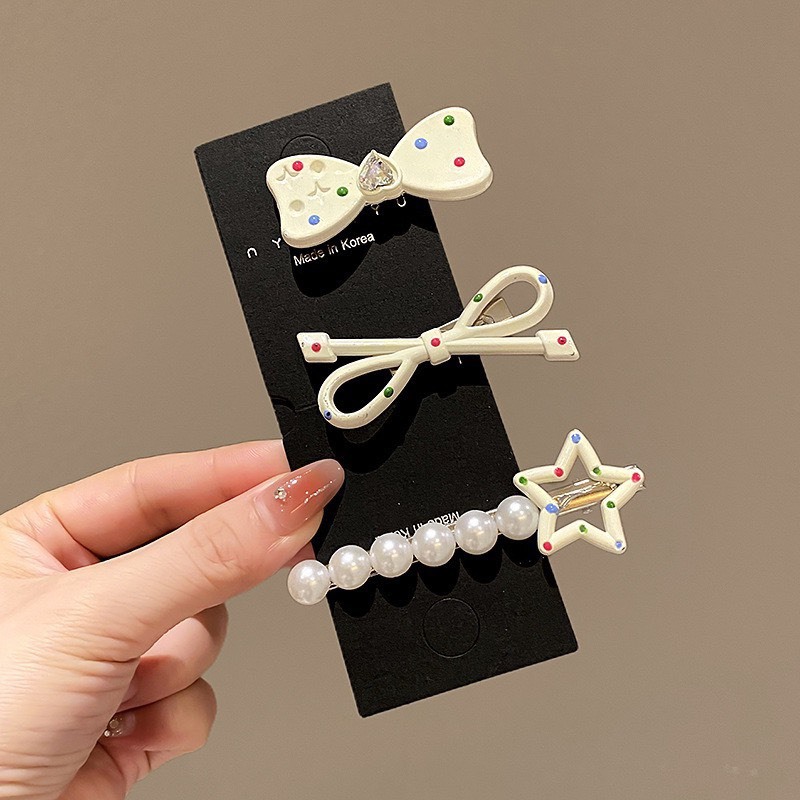 Set 3 Kẹp Tóc Mái, Kẹp Mỏ Vịt Hoạ Tiết Chấm Bi Xinh Xắn Phong Cách Hàn Quốc Phụ Kiên Tóc Empoli