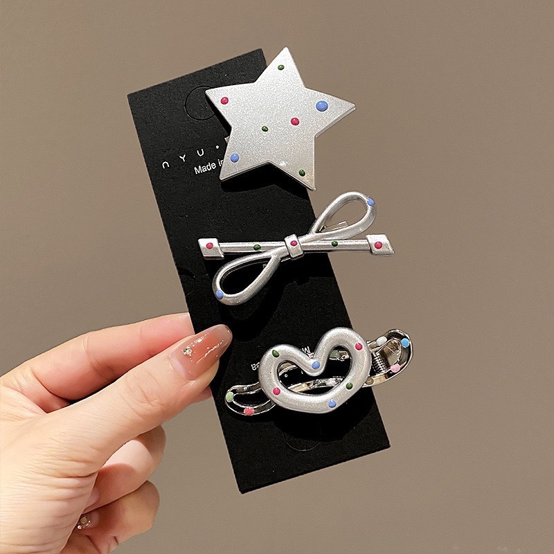 Set 3 Kẹp Tóc Mái, Kẹp Mỏ Vịt Hoạ Tiết Chấm Bi Xinh Xắn Phong Cách Hàn Quốc Phụ Kiên Tóc Empoli