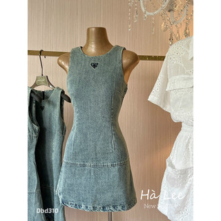 QCCC 82305 Váy bò suông thêu tim màu tây form nhỏ