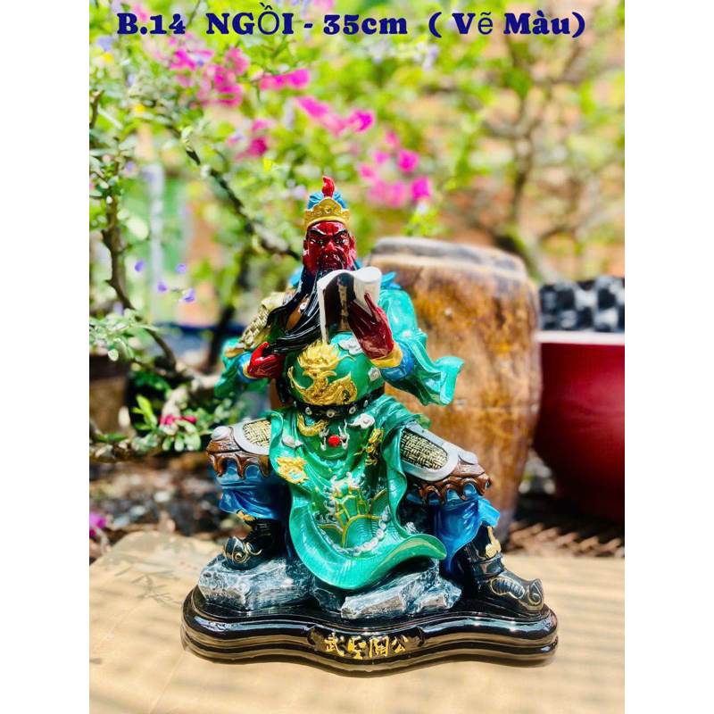 Tượng Quan Thánh - Quan Công ngồi cao 35cm chất liệu composit