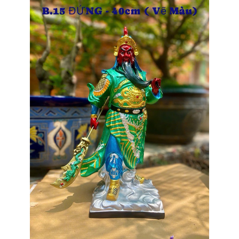 Tượng Quan Công - Quan Thánh đứng cao 40cm chất liệu composit