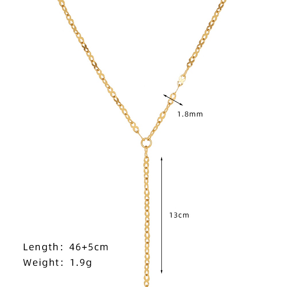 .Dây chuyền nữ titan dáng dài chữ Y xích kiểu số 8 vô cực mạ vàng 18K không gỉ WN2472 BY ACCESSORIES