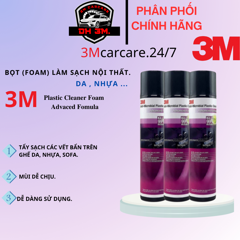 Chai Foam 3M xịt bọt vệ sinh làm sạch nội thất ô tô, ghế da, nhựa và ...