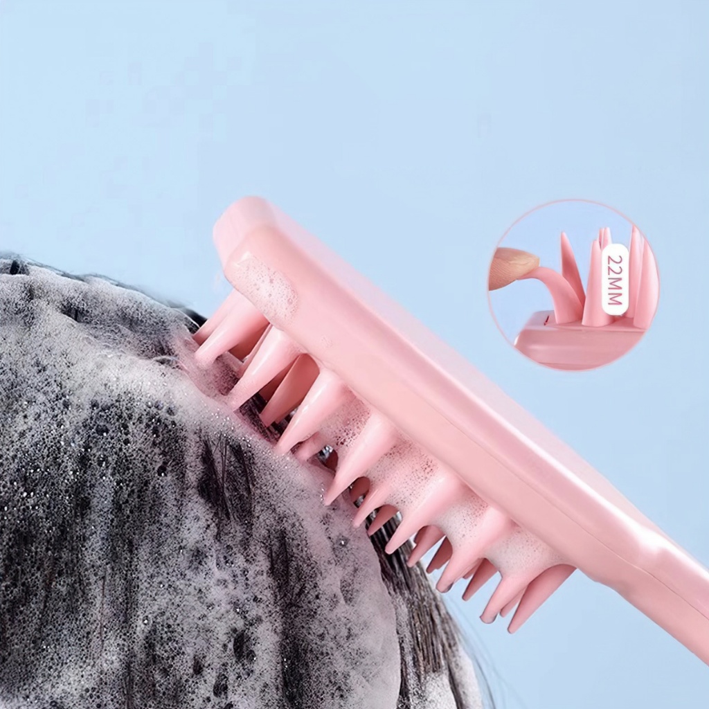 Bàn Chải Gội Đầu Mát Xa Da Đầu Bằng silicone Tay Cầm Dài Tiện Lợi