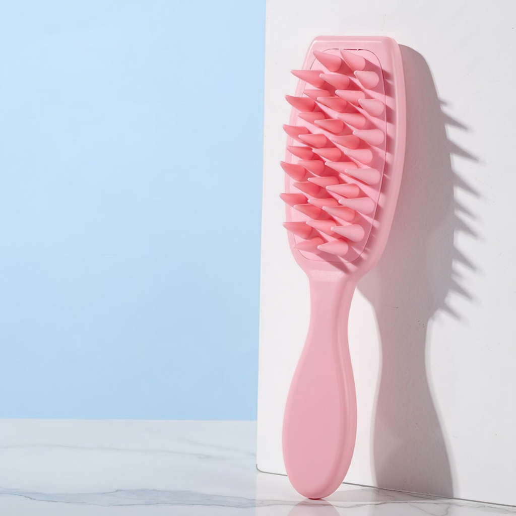 Bàn Chải Gội Đầu Mát Xa Da Đầu Bằng silicone Tay Cầm Dài Tiện Lợi