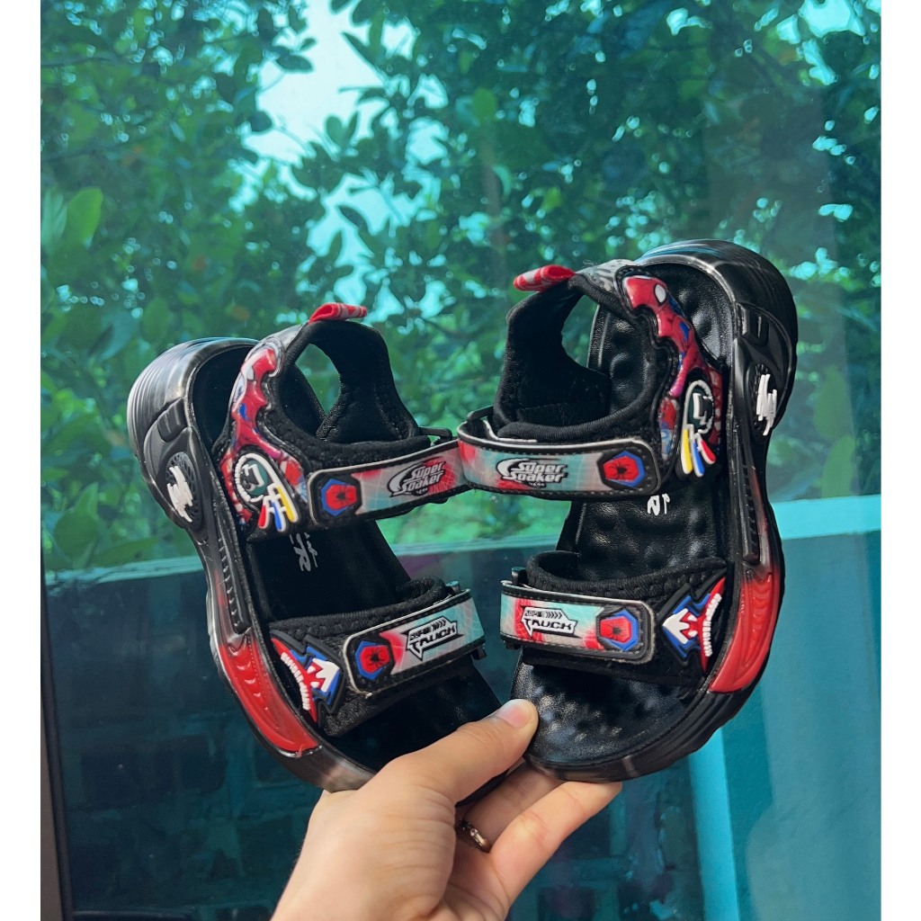 sandal bé trai dép quai hậu khâu đế chống trượt quai dán êm chân QCCC có hộp size đại cho bé trừ 3 tuổi A2 B2