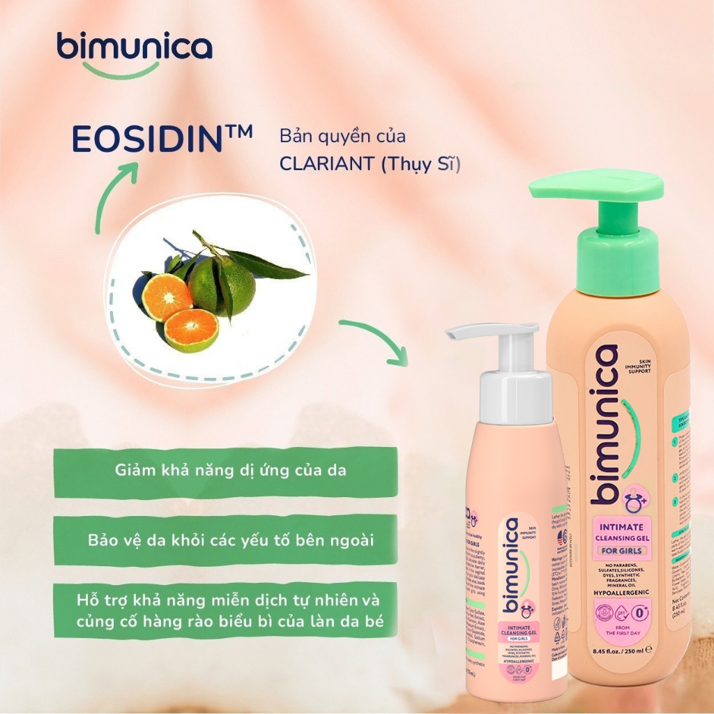 Dung Dịch Vệ Sinh Bé Gái Bé Trai Bimunica Từ 0 Tháng Tuổi – 250 ml