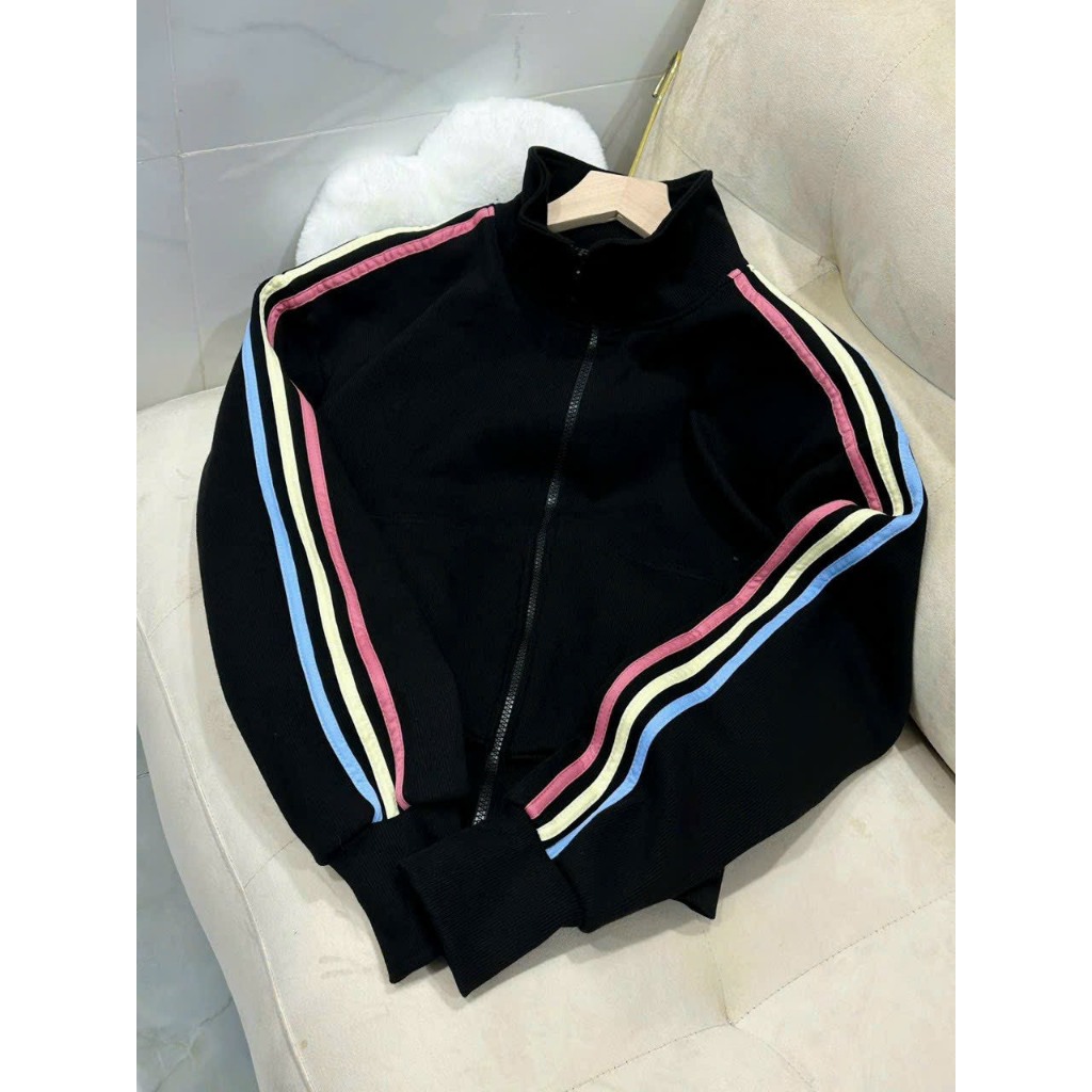 Áo Khoác Nỉ CỔ CAO Tay Phối 3 Màu Cầu Vòng Cực HOTTREND (Tay Xỏ Ngón)