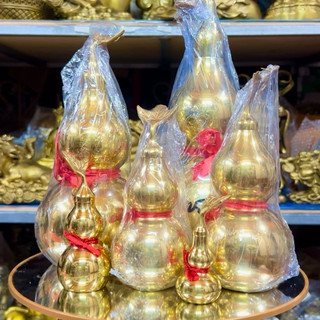 Hồ lô trơn cỡ nhỏ nhất bằng đồng vật phẩm phong thuỷ  hoá sat  trang trí nhà cửa