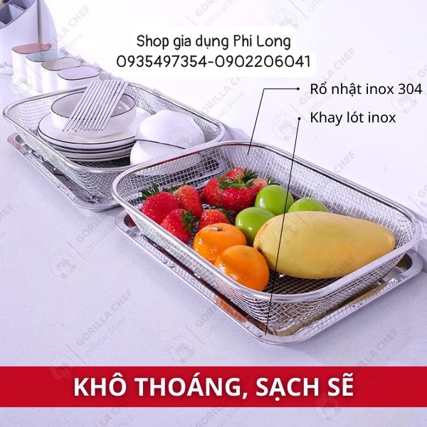 Rổ inox 304 dáng chữ nhật thiết kế lưới to, đẹp và bền chắc | Shopee ...
