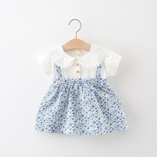 Váy bé gái dạng yếm 3M-6M-9M-12M-18M Váy hoa bé gái cổ bèo phong cách Hàn  D937