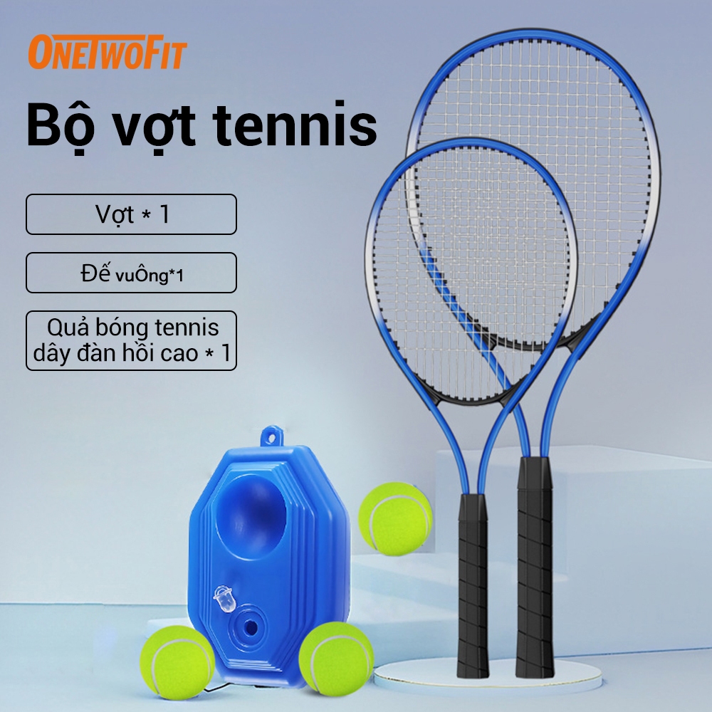 Ảnh OneTwoFit Bộ vợt tennis đàn hồi luyện tập Tập Tại Nhà Kèm Dây Đàn Hồi Và Đế Thể thao ngoài trời 1